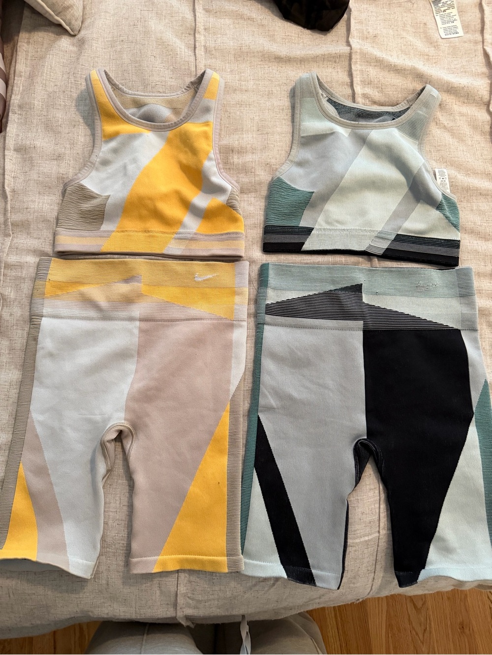 Nike Colorblock Athletic Short Set - Yellow, Teal, Black, Gray